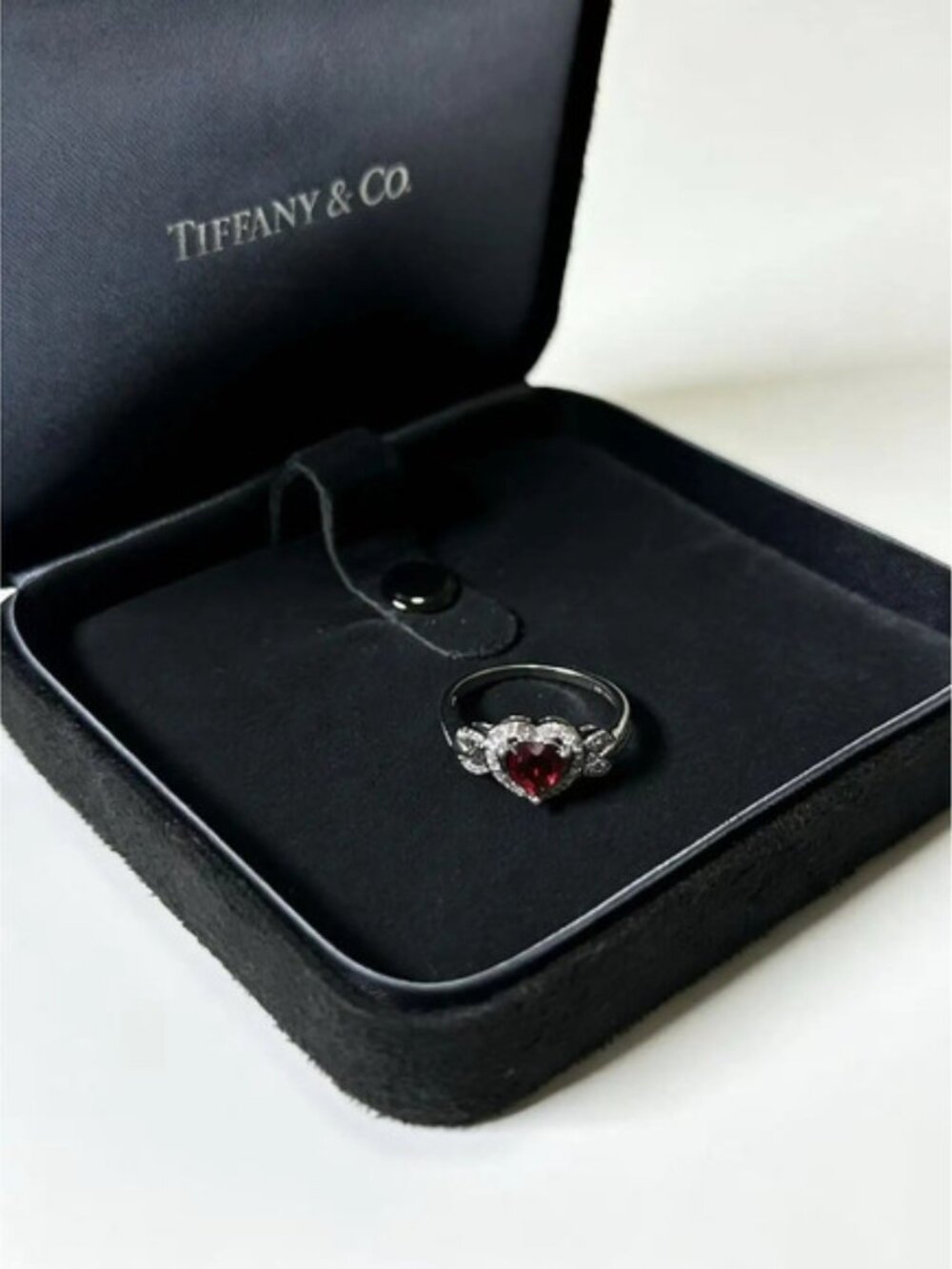 Tiffany & Co. Heart-Shaped Ruby Butterfly Diamond Ring